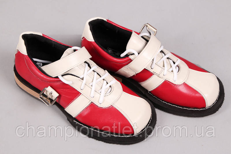 Штангетки, обувь для тяжелой атлетики.Красные с белым, на каблуке - фото 2 - id-p88673607