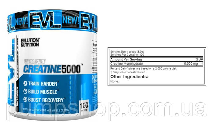 Креатин моногідрат Evlution Nutrition Creatine 5000 500 г, фото 3