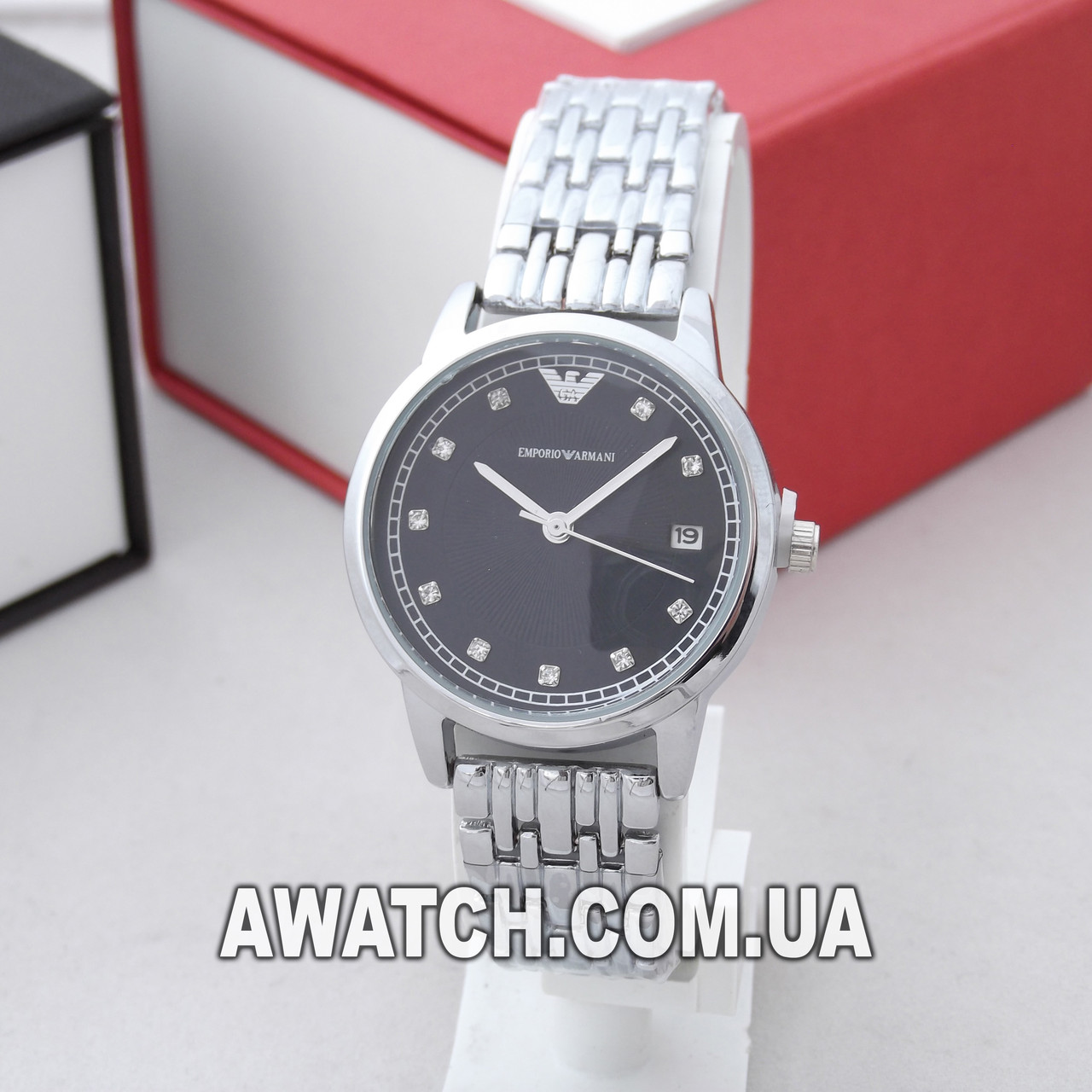 Женские кварцевые наручные часы Emporio Armani C32-1 / Емпорио Армани на металлическом браслете серебристого цвета - фото 1 - id-p934697528