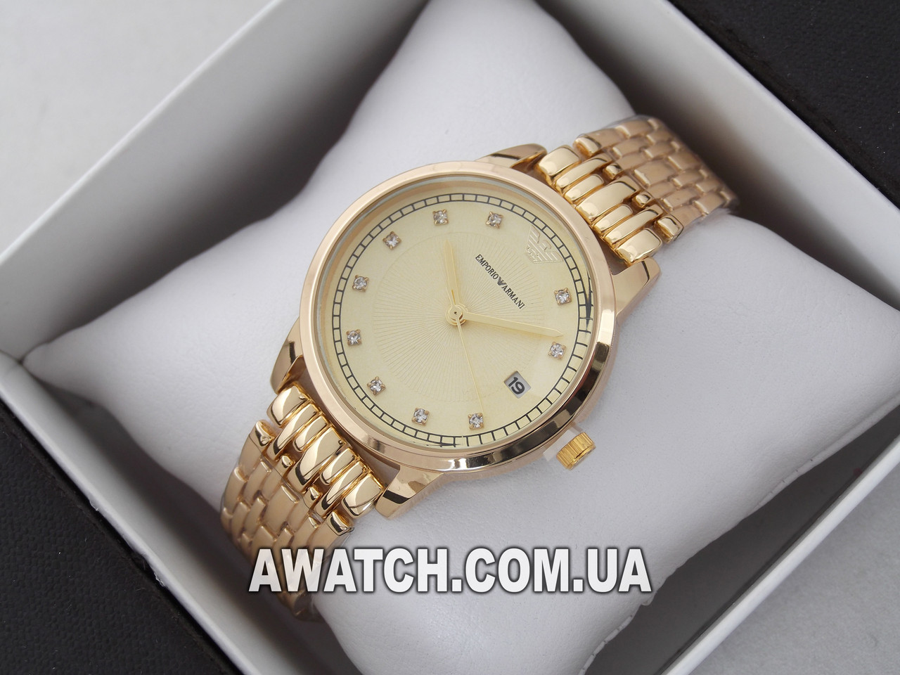 Женские кварцевые наручные часы Emporio Armani C32-1 / Емпорио Армани на металлическом браслете золотистого цвета - фото 2 - id-p934697531