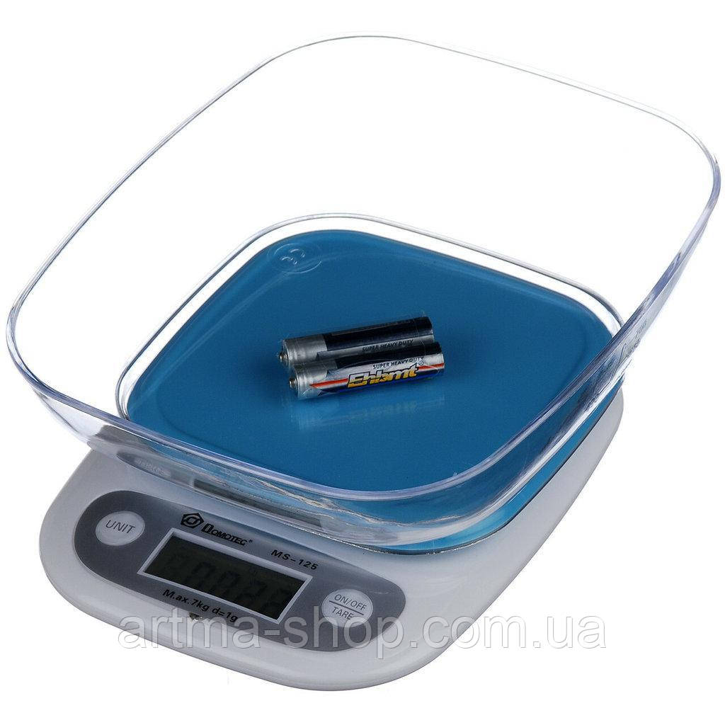 Кухонні ваги з чашею і підсвічуванням Domotec Ms 125 до 7 кг