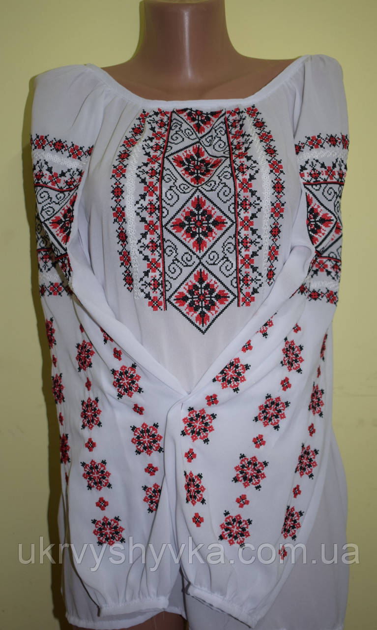 Шифонова блуза "Червоне і чорне"