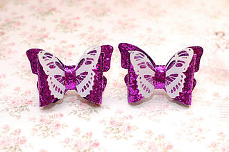 Банти на резинці для волосся дитячі під вишиванку Метелик малиново-сиреневі 2 штуки 25 Об