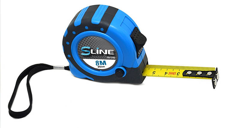 Рулетка з магнітом, 3 функції, 8 м/25 мм, S-line (15-178) шт., фото 1