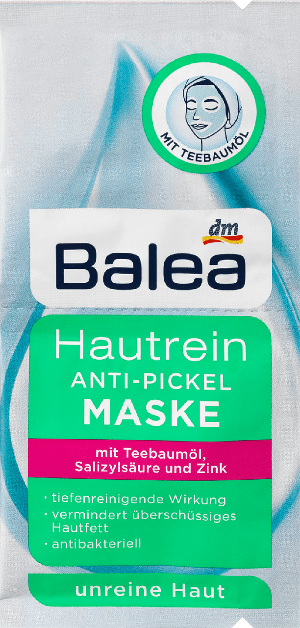Очищаюча маска для обличчя Balea Hautrein Anti-Pickel Maske, 2шт х 8 мл