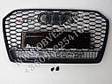 Решітка радіатора Audi A6 C7 2015-2017 стиль Audi RS6 (чорна, з написом Quattro), фото 2