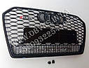 Решітка радіатора Audi A6 C7 2015-2017 стиль Audi RS6 (чорна, з написом Quattro), фото 5