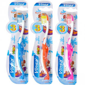 Зубні щітки дитячі «Vinsa Soft» 15 см дельфін, з 3-х років, фото 4
