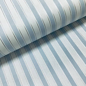 Тканина поплін смужка блакитна зі сріблом (глітер) на білому (ТУРЦІЯ шир. 2,4 м) (R-N-0074)