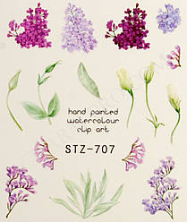 Водні наклейки для манікюру Квіти STZ-707