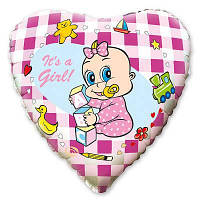 Фольгована кулька серце рожеве "it's a girl" 18" Flexmetаl