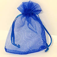 Мешочек ярко синий 7х9 см из органзы для упаковки, хранения украшений и подарков