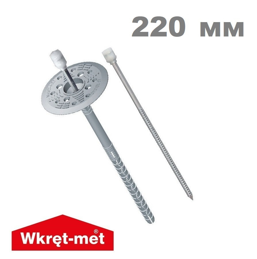 Дюбель фасадний для мінеральної вати Wkret-met 10x220 мм з термічною головою та подовженим розпором, фото 1