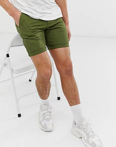 Чоловічі шорти D-Struct - Зелений хакі кольору классичиские чінос модель Grove (чоловічі шорти)