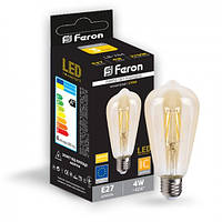 Светодиодная лампа Эдисона Filament ST64 4W Feron LB-764 E27 2700K золото