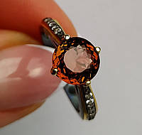 Роскошное кольцо с мозамбикским 2.27ct ААА Pink/Orange турмалином 8мм