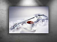 Картина Белая скрипка, Чай, музыкальный инструмент Белая картина 40х60см