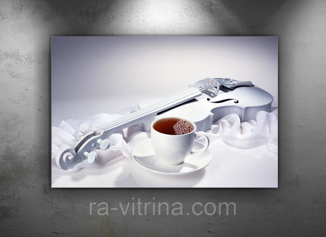 Картина Біла скрипка, Чай, Біла картина 40х60см