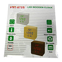 Часы VST-872S-5 с синей подсветкой , термометр + влажность