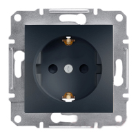 Розетка c заземлюючим контактом і захисними шторками Антрацит Schneider Asfora plus (EPH2900271)