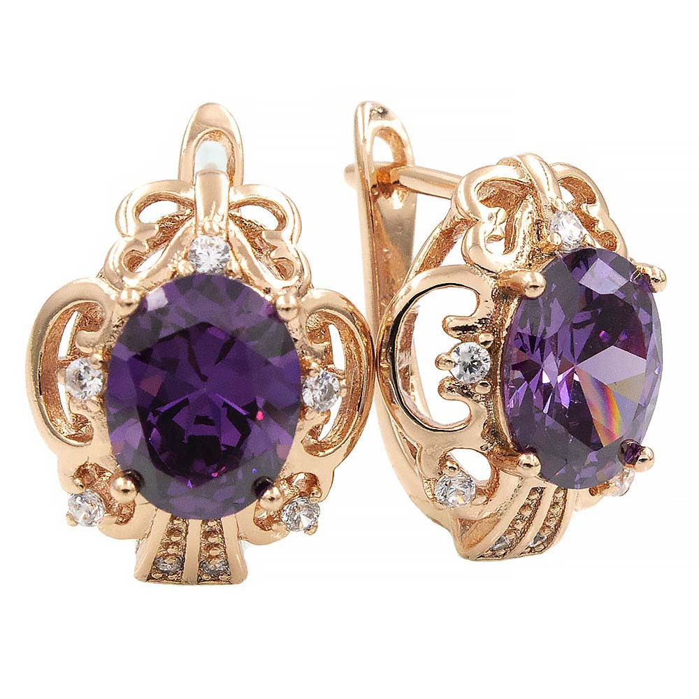 Сережки Xuping 1,5 см фіолетовий (Медичне золото) 224264(2)