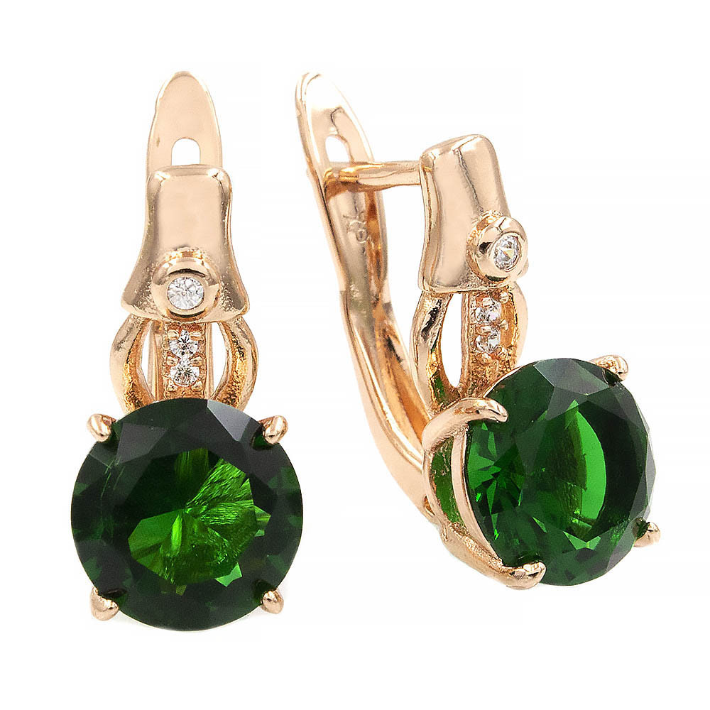 Сережки Xuping 1,6 см зелений (Медичне золото) 924356(2)