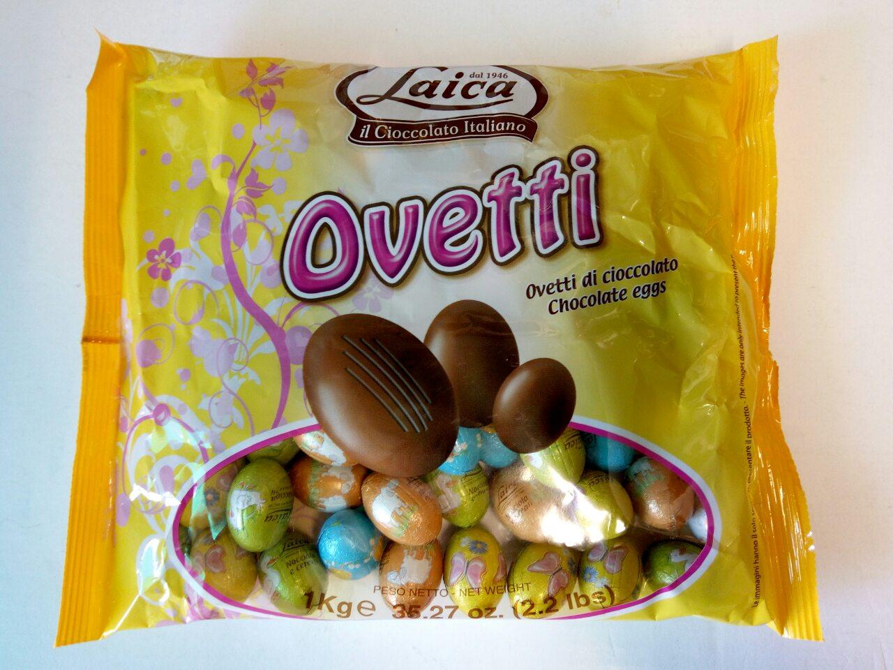 Шоколадні яйця з праліне асорті Laica Ovetti 1 кг. Італія