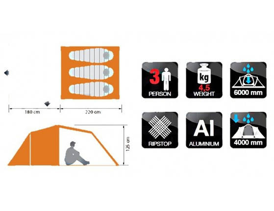 Тримісний намет Norfin Helin 3 Alu (NS-10308), фото 2