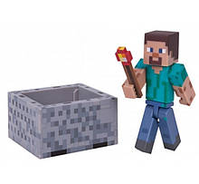 Стів з факелом фігурка Майнкрафт with Steve Minecart Figure Pack