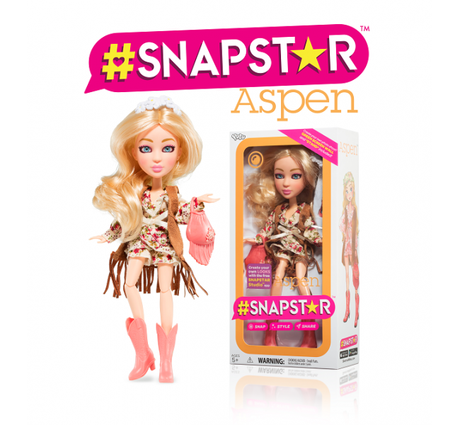Лялька Snapstar Aspen оригінал Yulu шарнірна Аспен з підставкою Снапстар