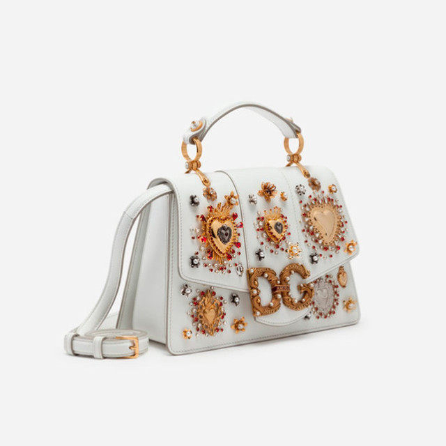 Женская сумочка из телячьей кожи DG AMORE | белая. Вид сбоку.