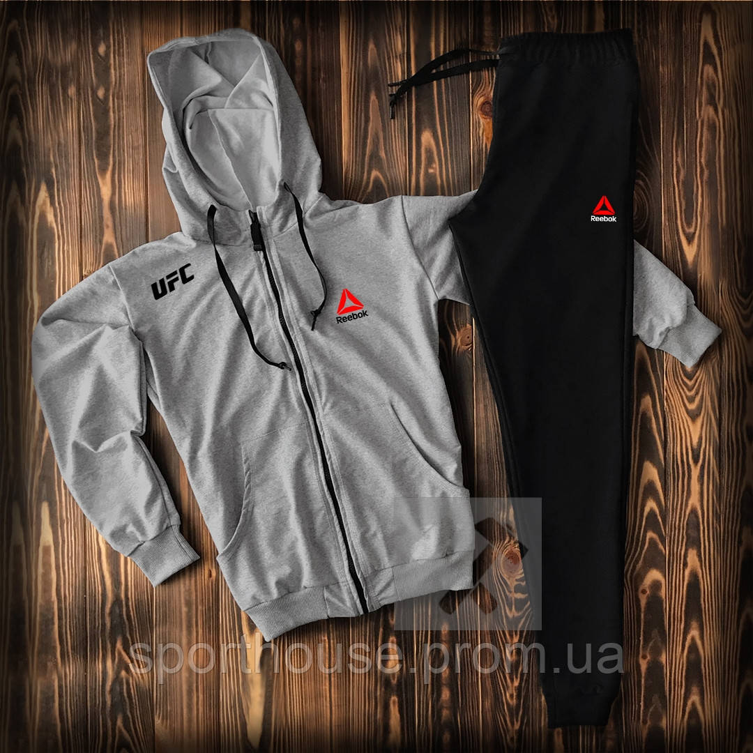 Спортивний костюм Reebok сірого і чорного кольору (люкс) XS