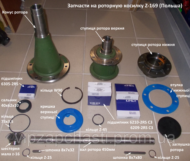 Порядок сборки ступицы роторной косилки