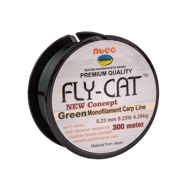 Волосінь NTEC Fly Cat Green Monofilament Carp Line 300м, Ø0.23мм, 9.25 lb/4.2 кг