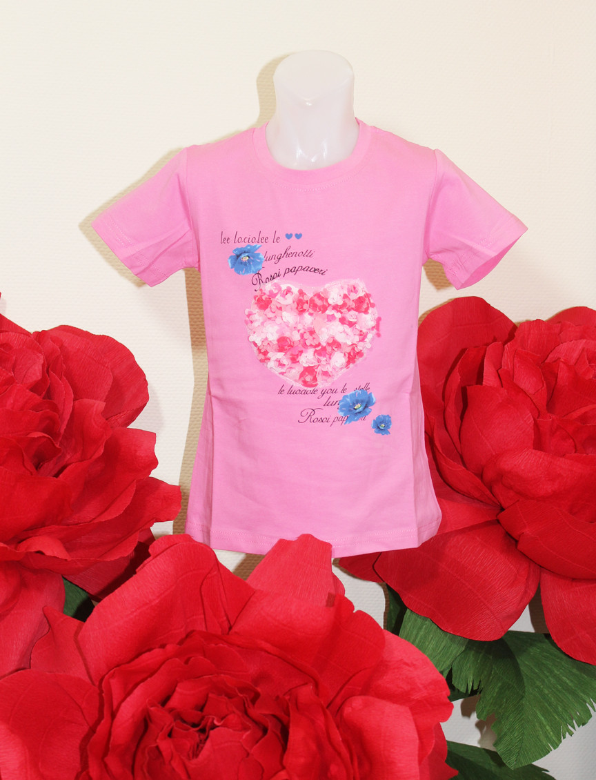 Футболка на дівчинку Серце в квіточку, фото 1