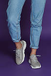 Жіночі літні шкіряні кросівки з перфорацією (сірі), фото 3