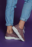 Жіночі літні шкіряні кросівки з перфорацією (бузок), фото 4