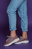 Жіночі літні шкіряні кросівки з перфорацією (бузок), фото 5