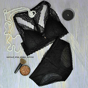 Комплект жіночої спідньої білизни чорний ажур