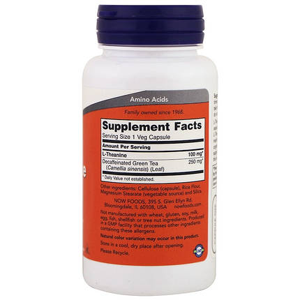 NOW Foods L-Theanine 100 mg 90 VCaps, фото 2