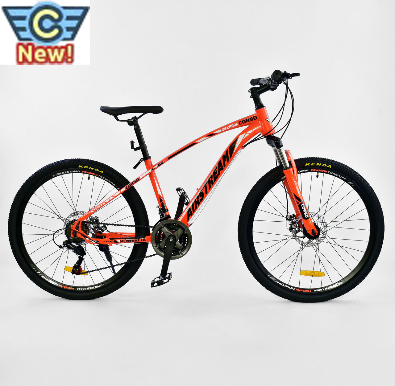 Велосипед Спортивный CORSO AIRSTREAM 26"дюймов ORANGE-BLACK рама металлическая 17'', 21 скорость