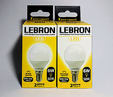 LED Лампа LEBRON L-G45 6W Е14 4100 K 480LM яскраве світло 00-10-26