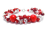 Жіночий браслет Мікс з натуральних каменів Корал, Агат