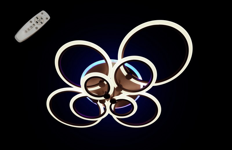 Світлодіодна смарт люстра для великої кімнати 1888/8CF LED 3color dimmer, фото 1