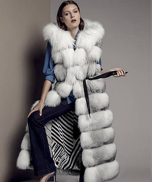 Жилет довгий із полярної лисиці