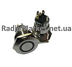 Кнопка антивандальна 19 мм без фіксації, 5 контактів, 12V, з підсвіткою