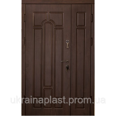 Вхідні металеві броньовані двері Арка темний горіх вулиця (серія «Економ полуторний»), фото 2