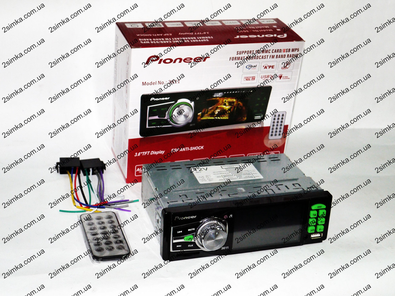 Автомагнітола 3611 Green з екраном 3.6 дюйма + USB