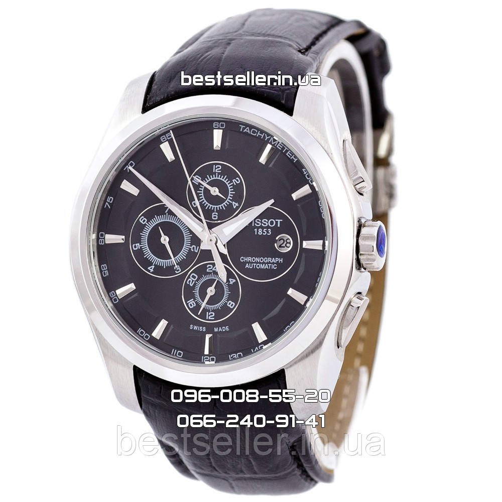 TISSOT COUTURIER CHRONOGRAPH 42MM SILVER BLACK JAPAN QUARTZ. ААА.