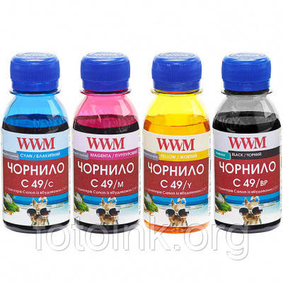 Набір чорнил WWM C49 для Canon, аналог GI-490, 4 х 100м (C49SET4-2), фото 1